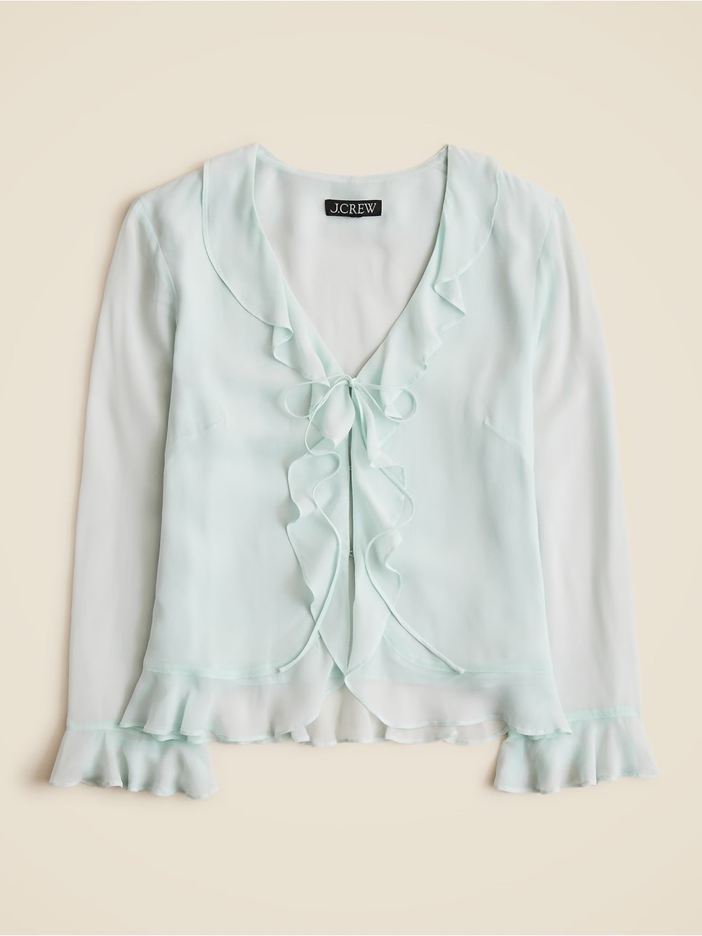 Mint Ruffle Tie-Front Blouse